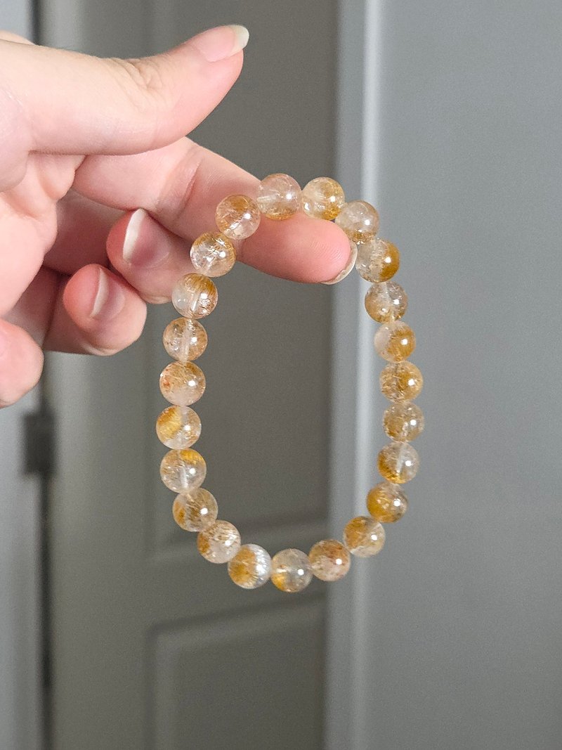 精品稀有矿黄超七  9mm水晶手链 正财贵人 - 手链/手环 - 水晶 金色