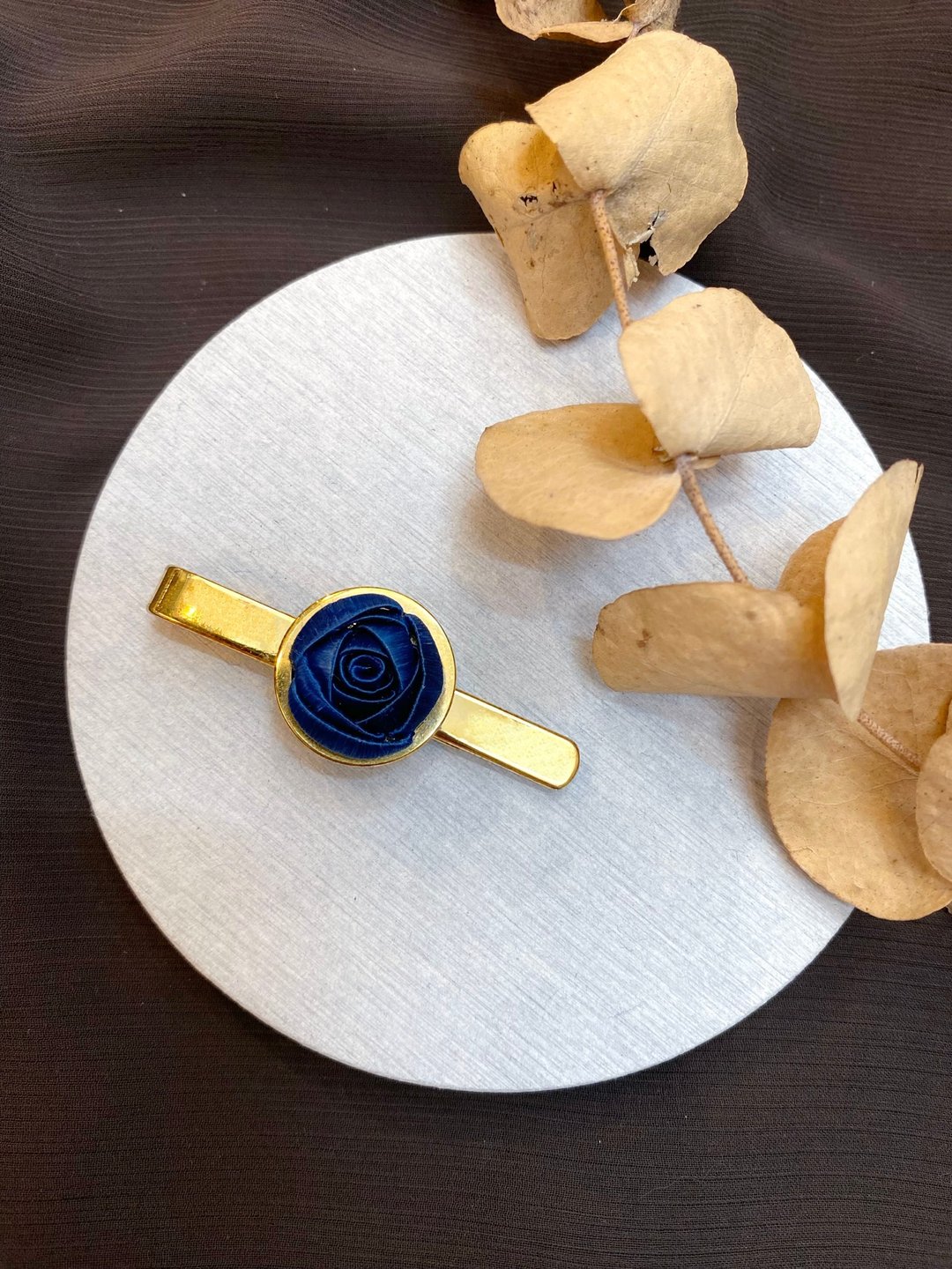 Re-Re蚕丝金工—小王子大玫瑰领带夹18K 深蓝 - 领带/领带夹 - 丝．绢 