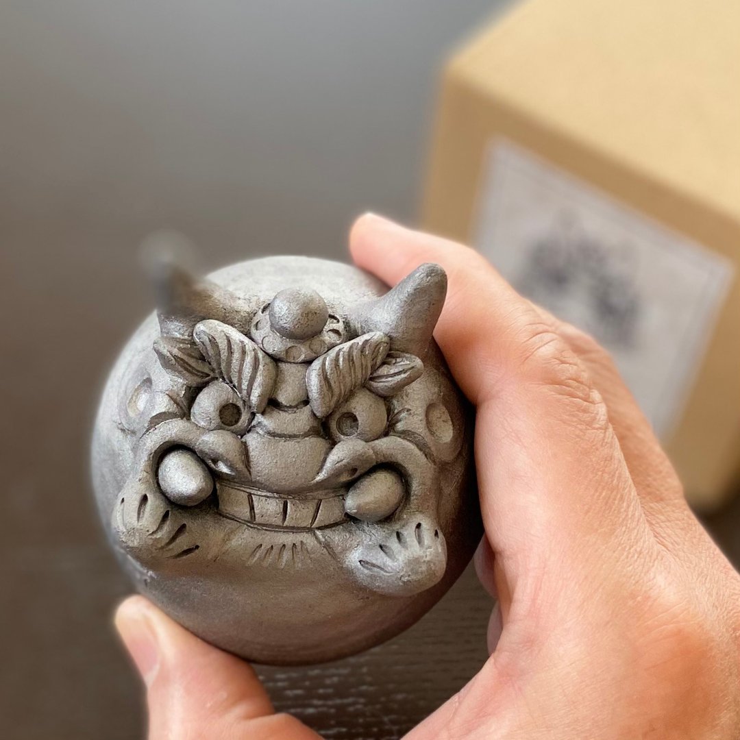 Onigawara ochoko(guinomi) for Japanese sake A - 酒杯/酒器 - 陶 灰色