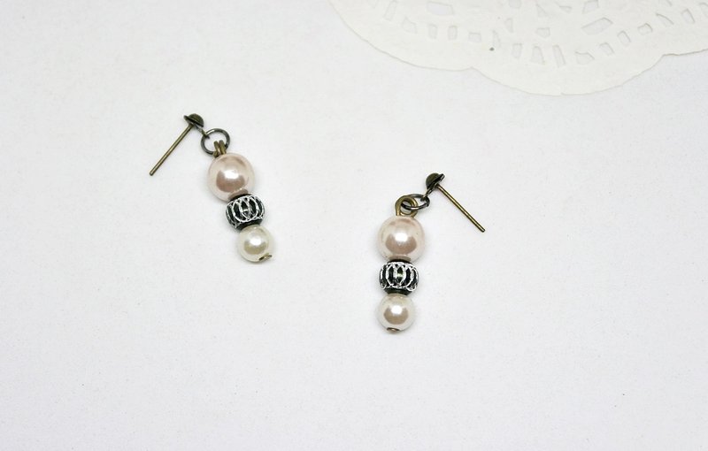 合金＊橘黑珍珠＊_针式耳环➪限量X1 - 耳环/耳夹 - 其他金属 黑色