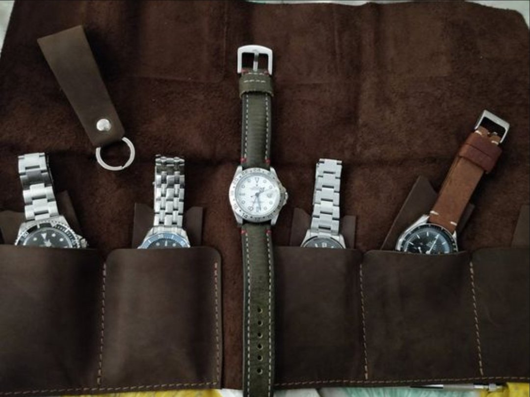 Leather Watch Roll for 2-5 watches, Leather watch pouch, watch case, watch box - 收纳用品 - 真皮 黑色