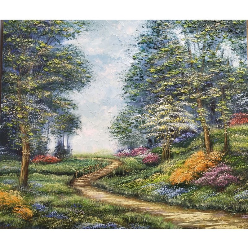 树木绘画风景原创艺术品 Impaso 油画 60x70 厘米/ 24by28 英寸 - 海报/装饰画/版画 - 棉．麻 多色