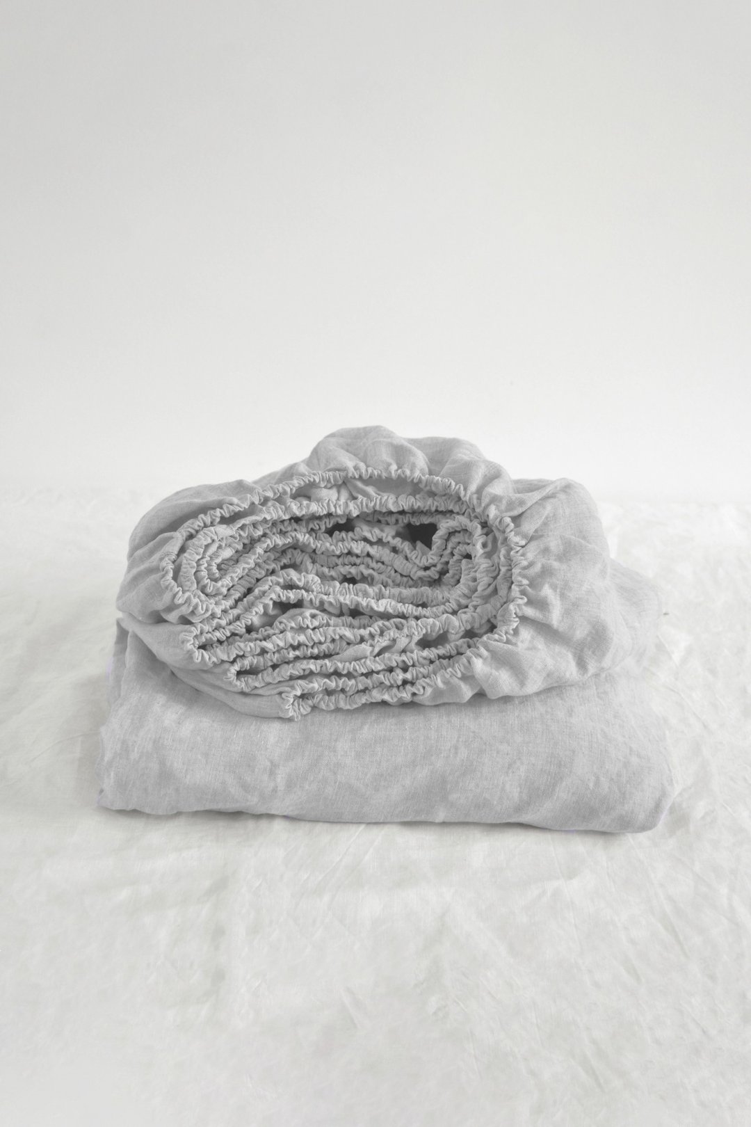 Light gray linen fitted sheet / Softened linen bed sheet / Deep pocket - 寝具 - 亚麻 灰色