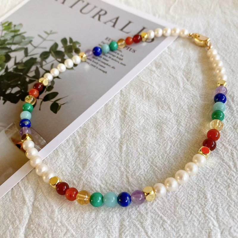 【Cinnamonmon 希娜梦梦 香氛饰品】彩虹锁骨链 | 圣诞饰品 - 项链 - 珍珠 多色