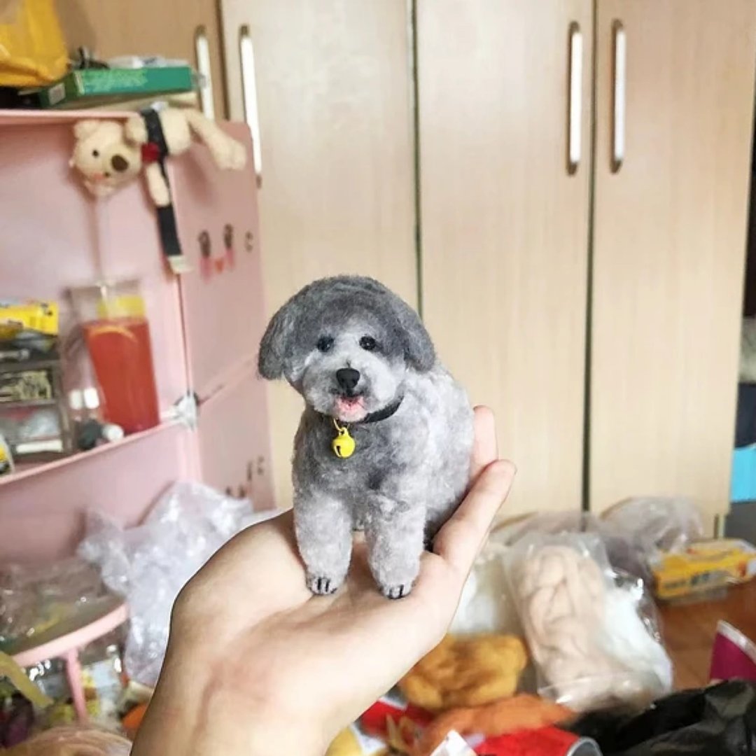 定制 逼真犬 毛孩 宠物 泰迪 羊毛毡 娃娃 似颜绘 纪念 狗狗 i7 - 玩具 - 羊毛 多色