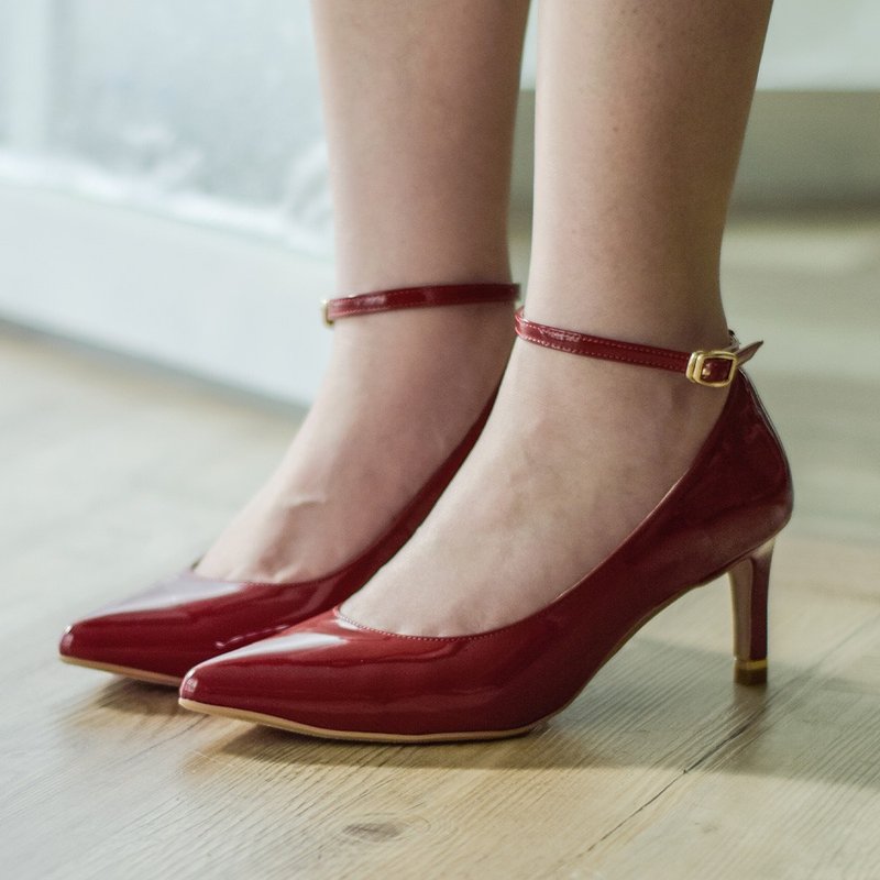 Lumière光之韵| 6cm超稳跟系带高跟鞋 真皮跟鞋 | 红 | 台湾手工 - 高跟鞋 - 真皮 红色