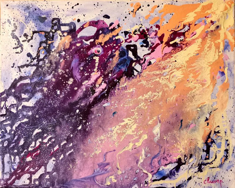 海洋艺术原创油画抽象鱼海洋画布艺术家 Svinar Oksana - 其他 - 其他材质 多色