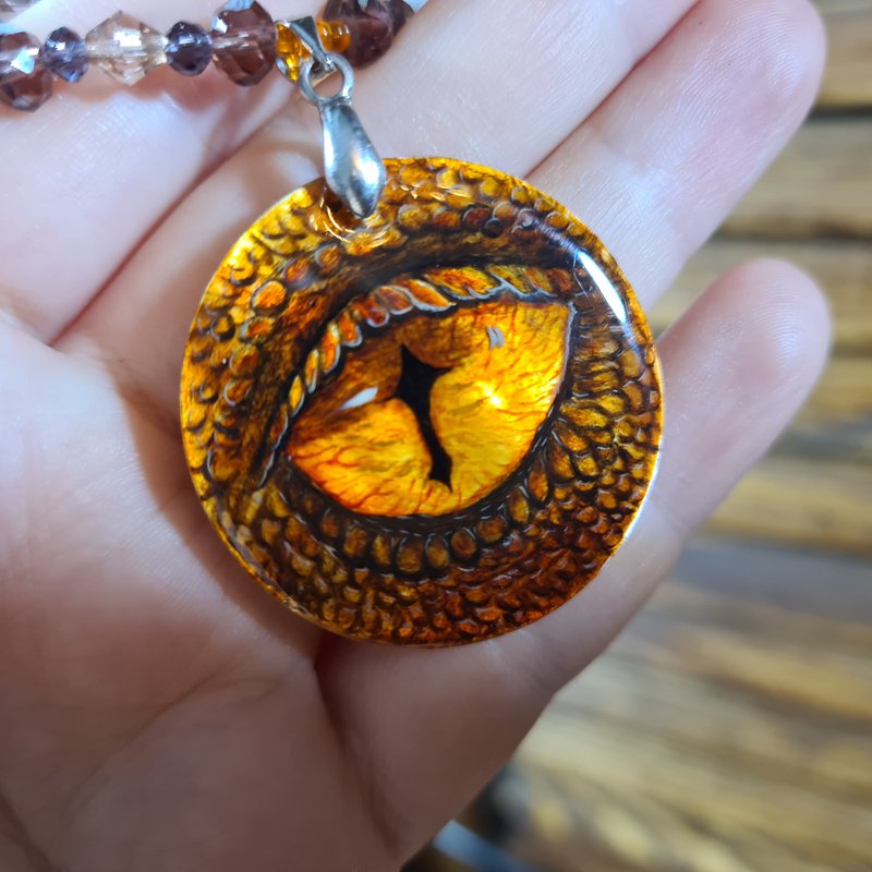 龙之眼项链 珍珠坠饰 圣诞礼物 包装 手绘 - 项链 - 珍珠 橘色