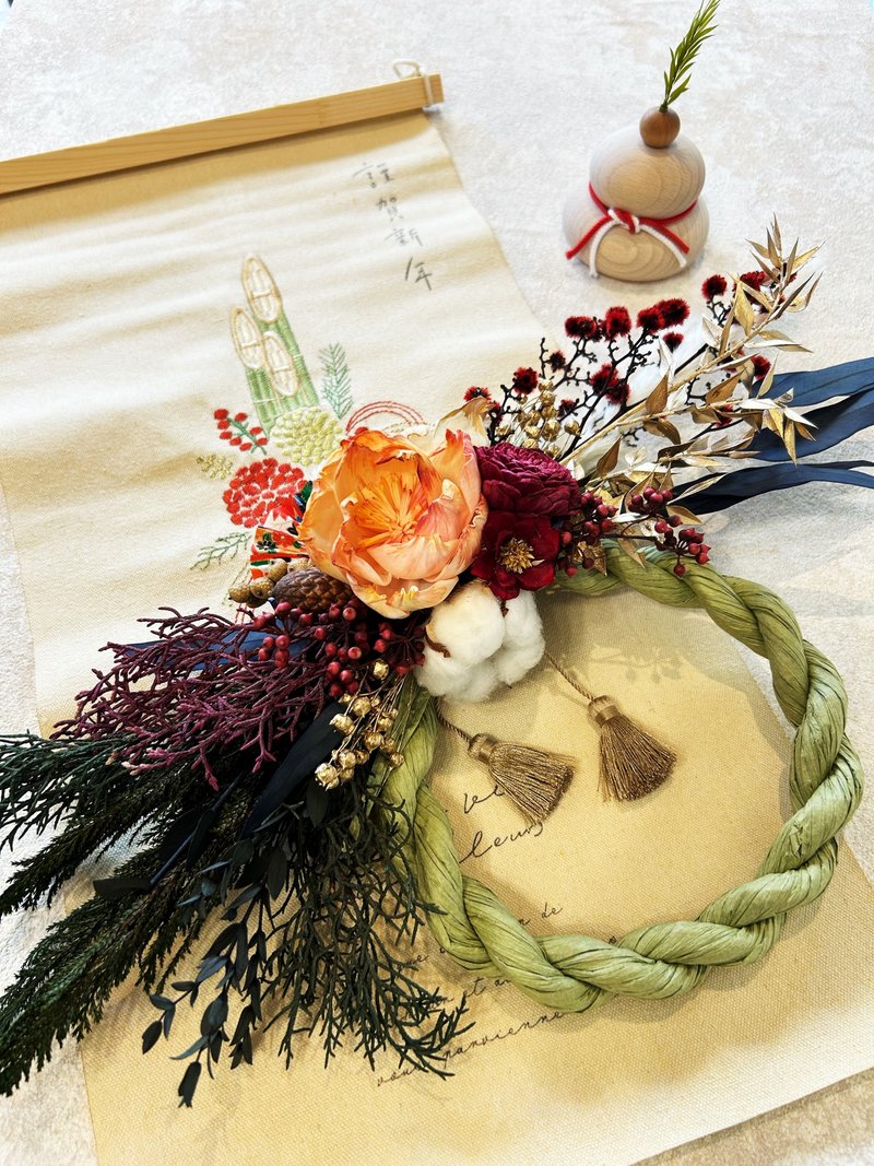 *祈愿* 新年注连绳 正月注连绳 过年注连绳 日式注连绳 转运来 - 干燥花/捧花 - 植物．花 红色