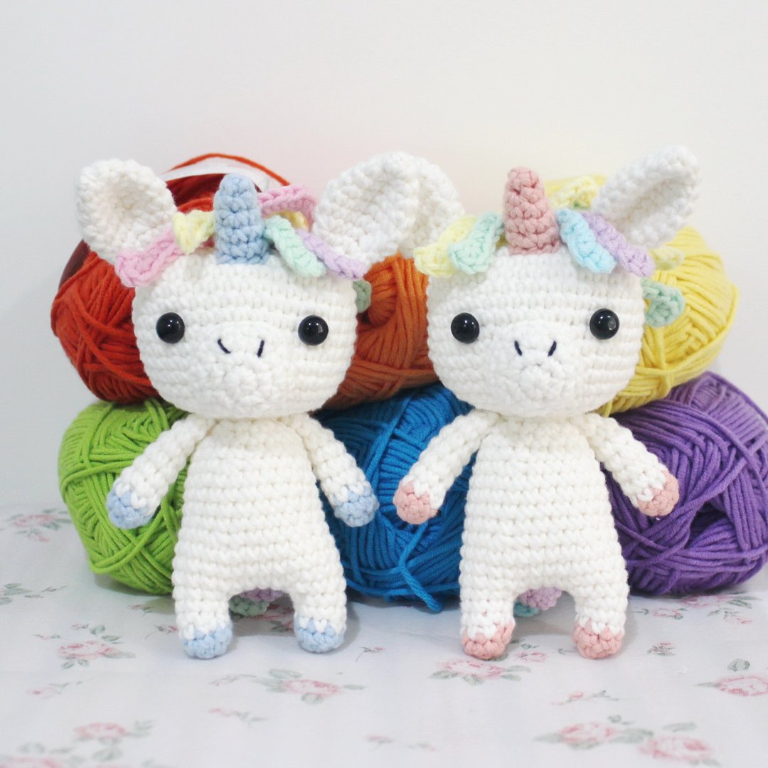 迷你独角兽 Unicorn Pair Pair 手工钩织 - 玩偶/公仔 - 棉 多色