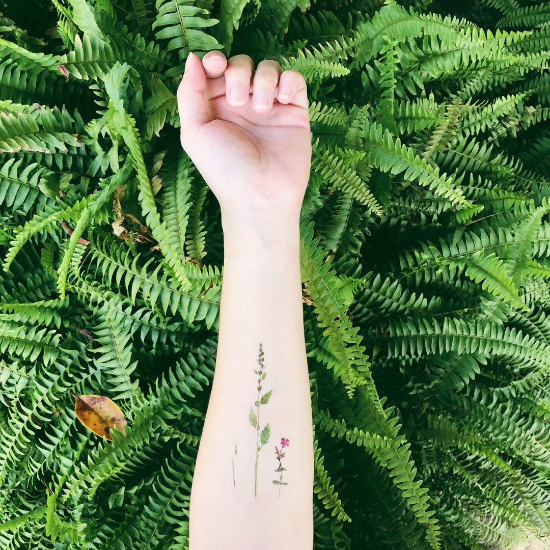 | 夏日的绽放 | 2入纹身贴纸刺青  花草系 水彩手绘花 - 纹身贴 - 纸 