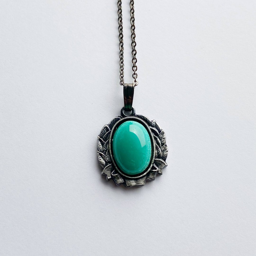 Laurel [Jade] Cloisonne Pendant, Pure Silver Cloisonne Cloisonne - 项链 - 其他材质 绿色