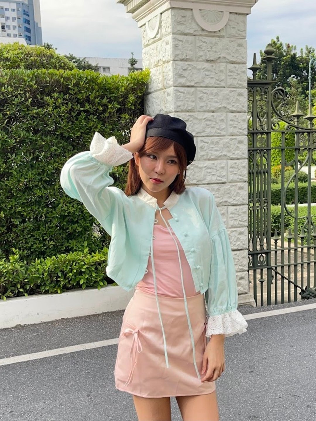 薄荷绿  超大号中式立领短版上衣 - 女装上衣 - 棉 绿色