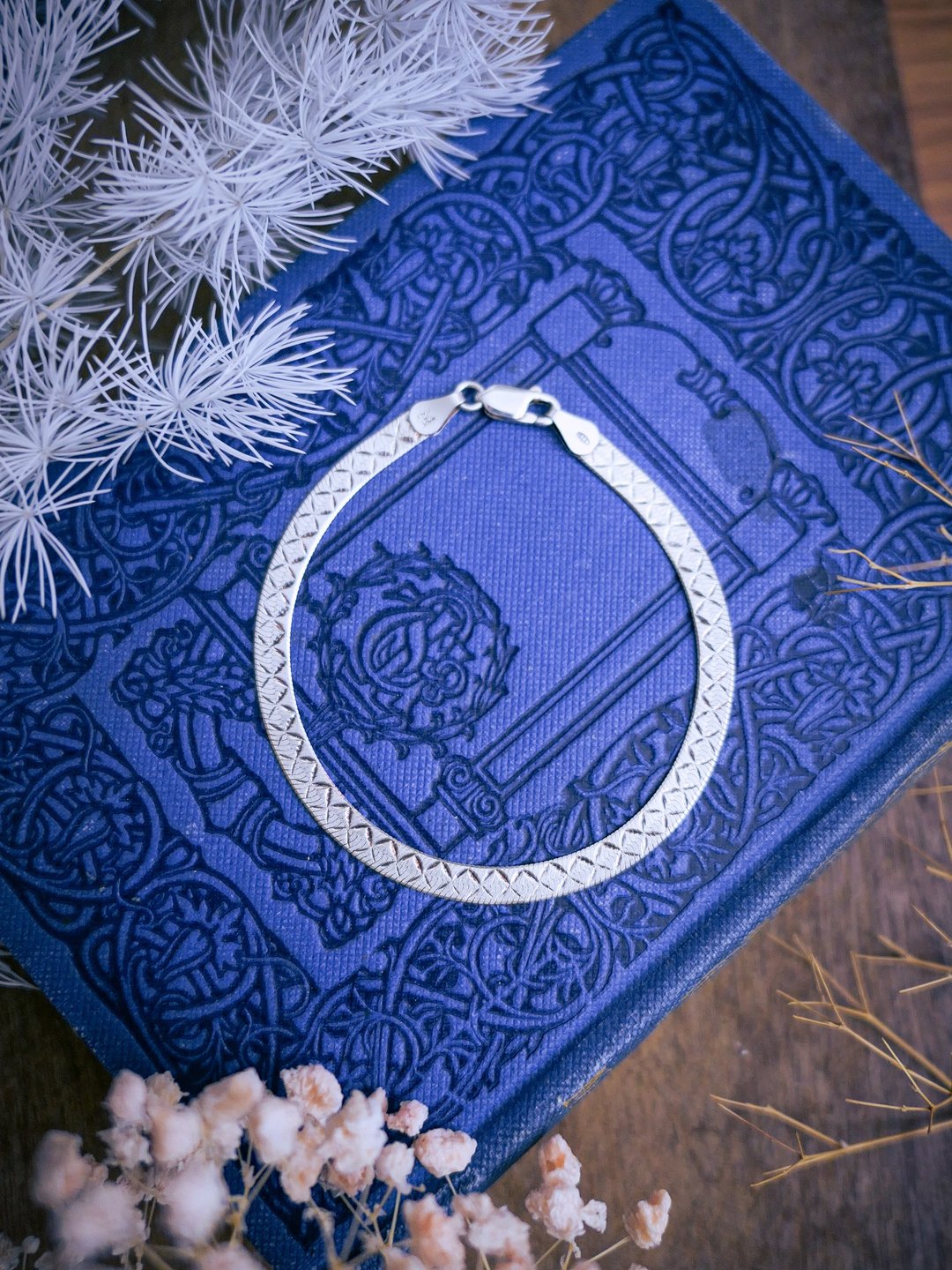 意大利  扁蛇练柔软服贴压纹手链—欧洲古董首饰 Vintage Jewelry - 手链/手环 - 纯银 