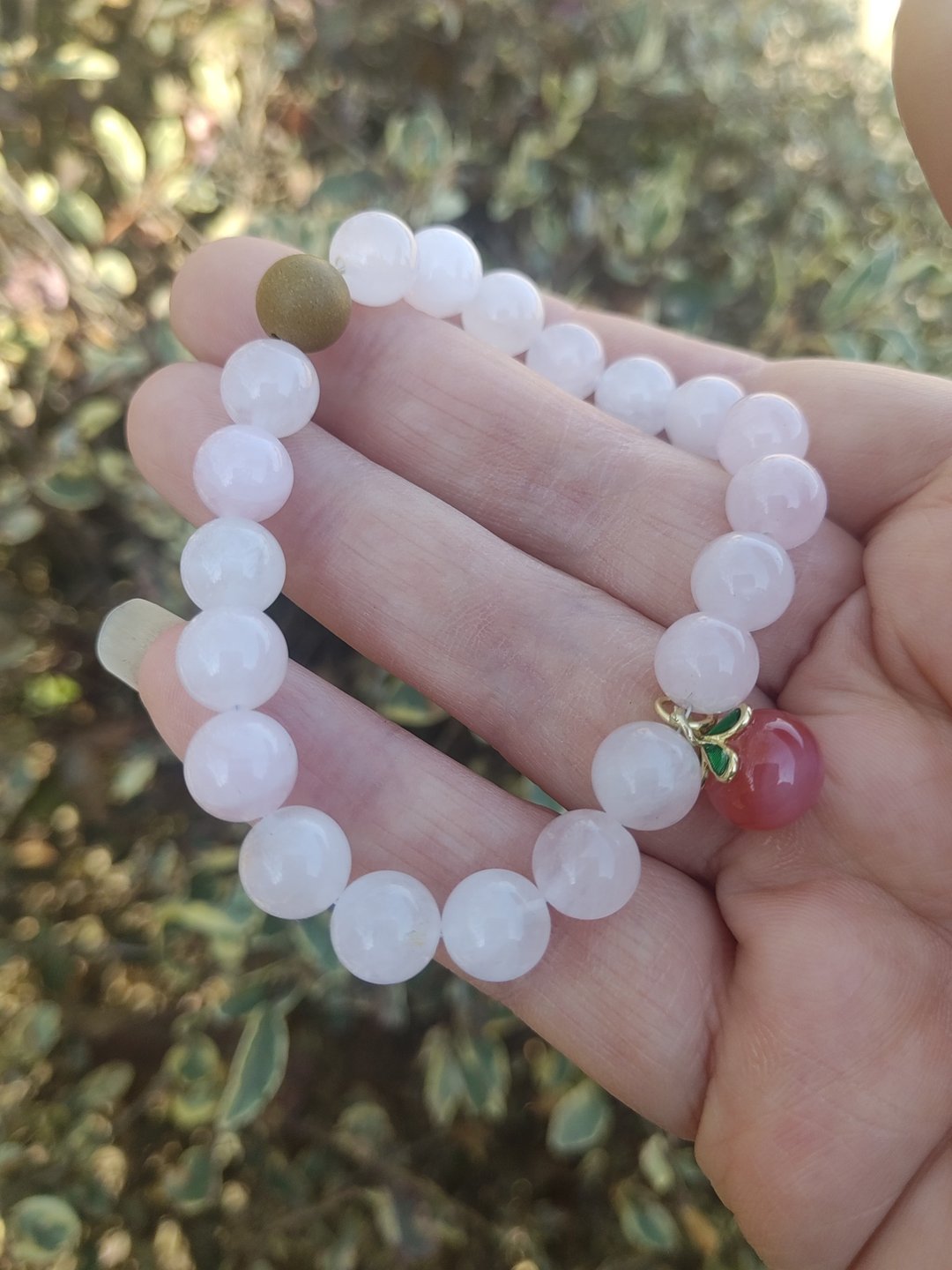 粉水晶手串招桃花运桃子蜜桃手链表白礼物女孩礼物高端礼物 - 手链/手环 - 宝石 粉红色