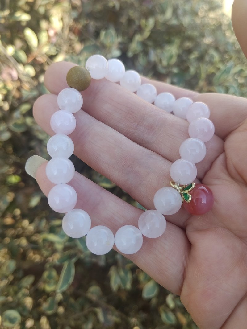 粉水晶手串招桃花运桃子蜜桃手链表白礼物女孩礼物高端礼物 - 手链/手环 - 宝石 粉红色