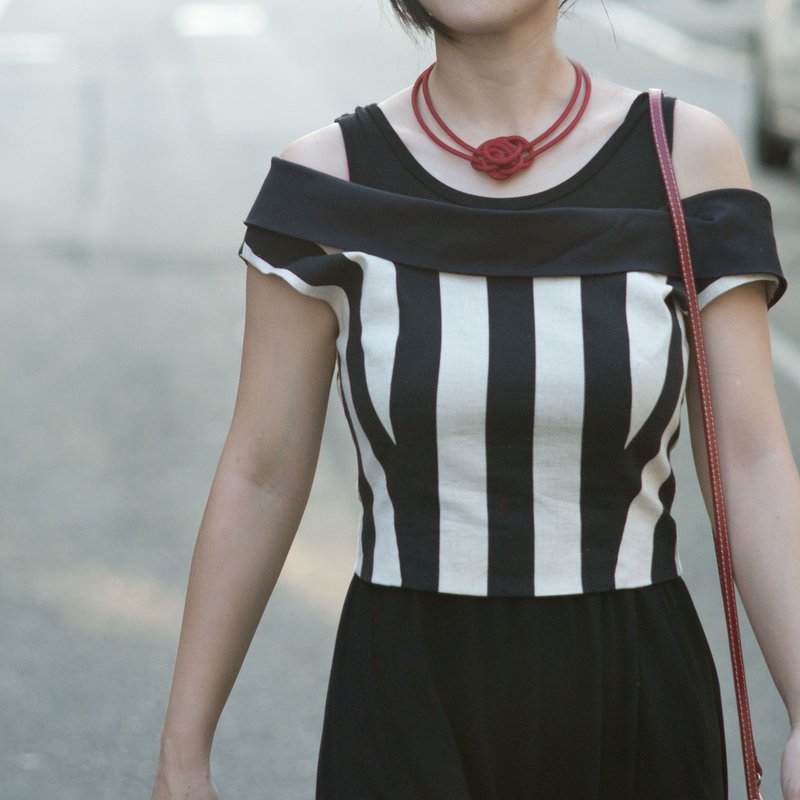 Lussli针织项链 : 绽放- 暗红 - 项链 - 丝．绢 红色