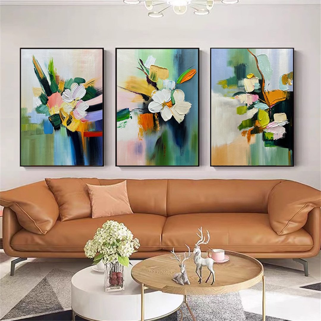 春花 手绘油画/抽象/原创商品/装饰画/挂画/客厅/走廊/沙发背景画 - 海报/装饰画/版画 - 亚麻 多色