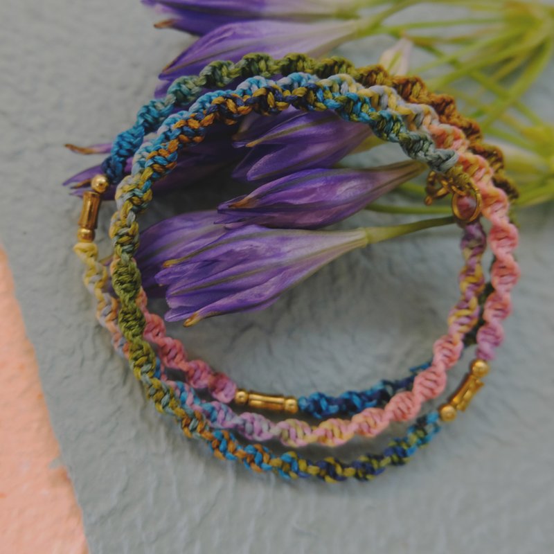 ==天然石系列== 混色多圈编织手环==【螺旋节】 - 手链/手环 - 蜡 