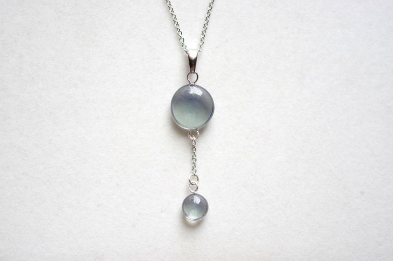 树脂艺术 两颗水滴坠饰・留下一抹温柔的阴影 - 项链 - 其他材质 灰色