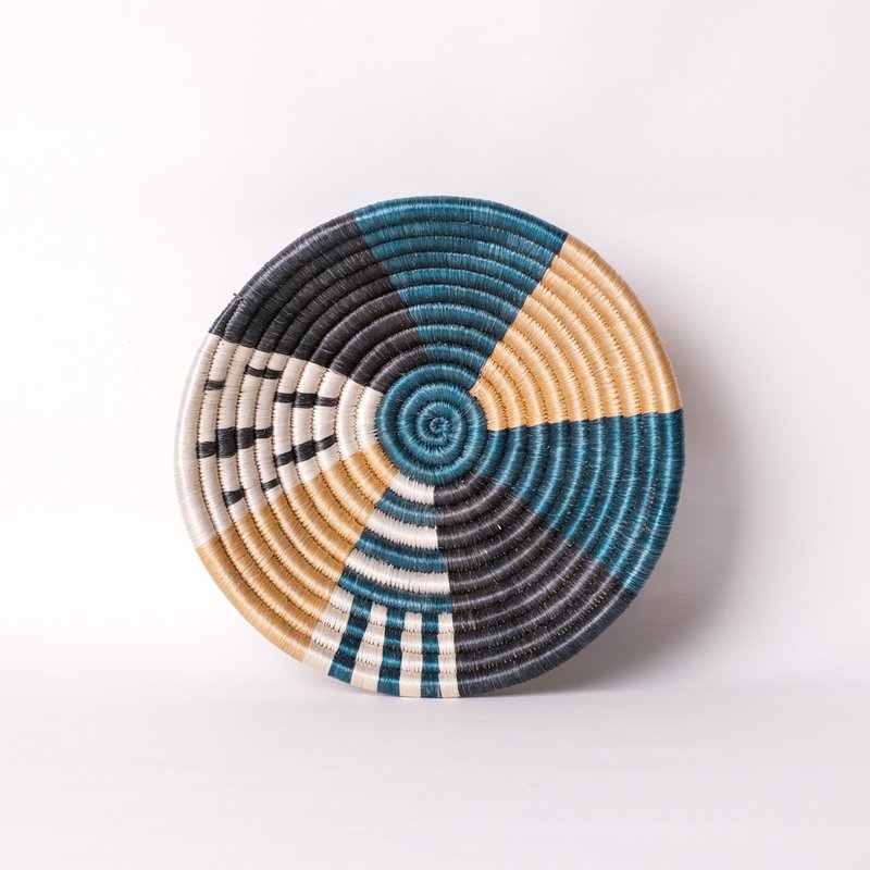 香草编织盘 - A60 - 18cm - 卢旺达 - 置物架/篮子 - 环保材料 蓝色