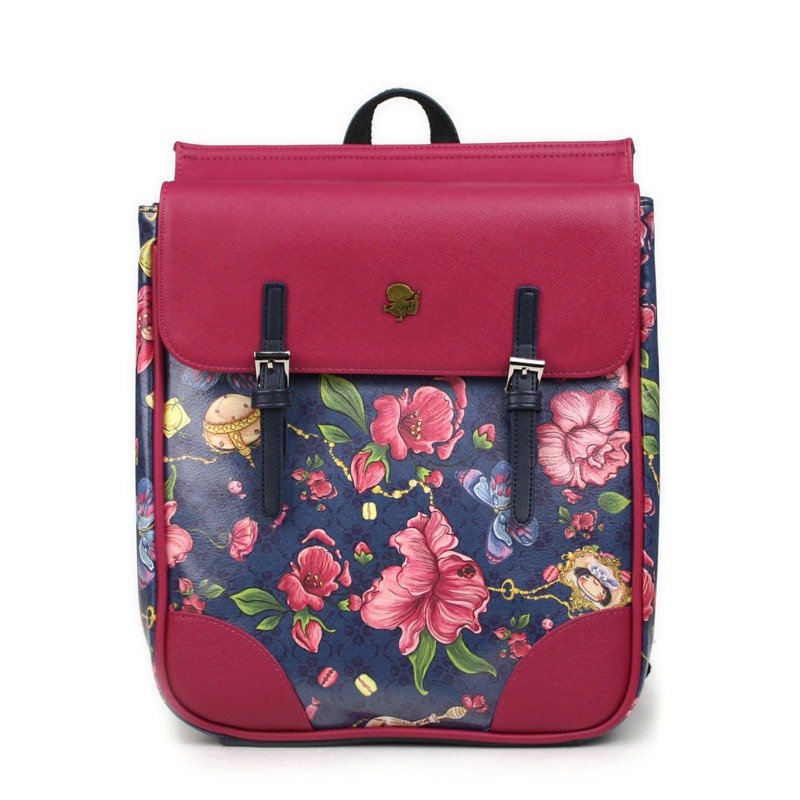 stephy 红色碎花女款可爱艺术插画背包/双肩后背包/ 书包/ 双肩包 - 后背包/双肩包 - 环保材料 