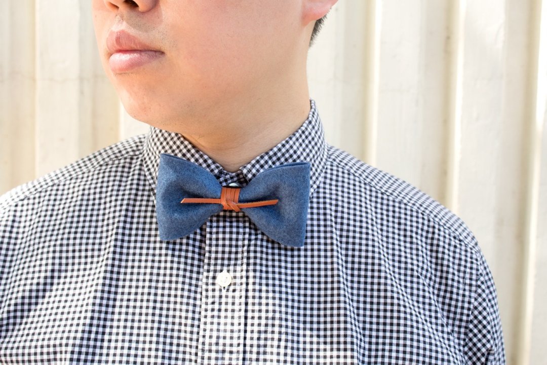 煲呔 Bowtie 领结 领带 伴郎礼 皮革 复古风 毛毡布 - 领带/领带夹 - 其他材质 蓝色