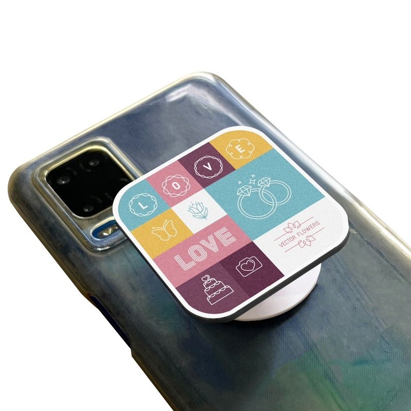 婚礼正方形气囊手机架 彩色LOVE款 客制化礼物 手机支架 手机座 - 手机座/防尘塞 - 塑料 多色