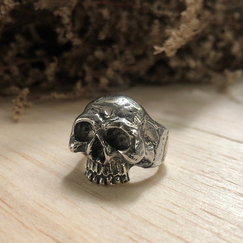 纪念品森骷髅戒指珠宝重金属哥特式摩托车手工海盗摇杆 - 戒指 - 其他金属 银色