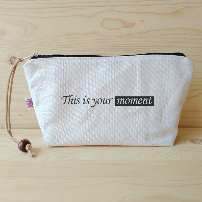 正面能量化妆包_this is your moment - 化妆包/杂物包 - 棉．麻 白色