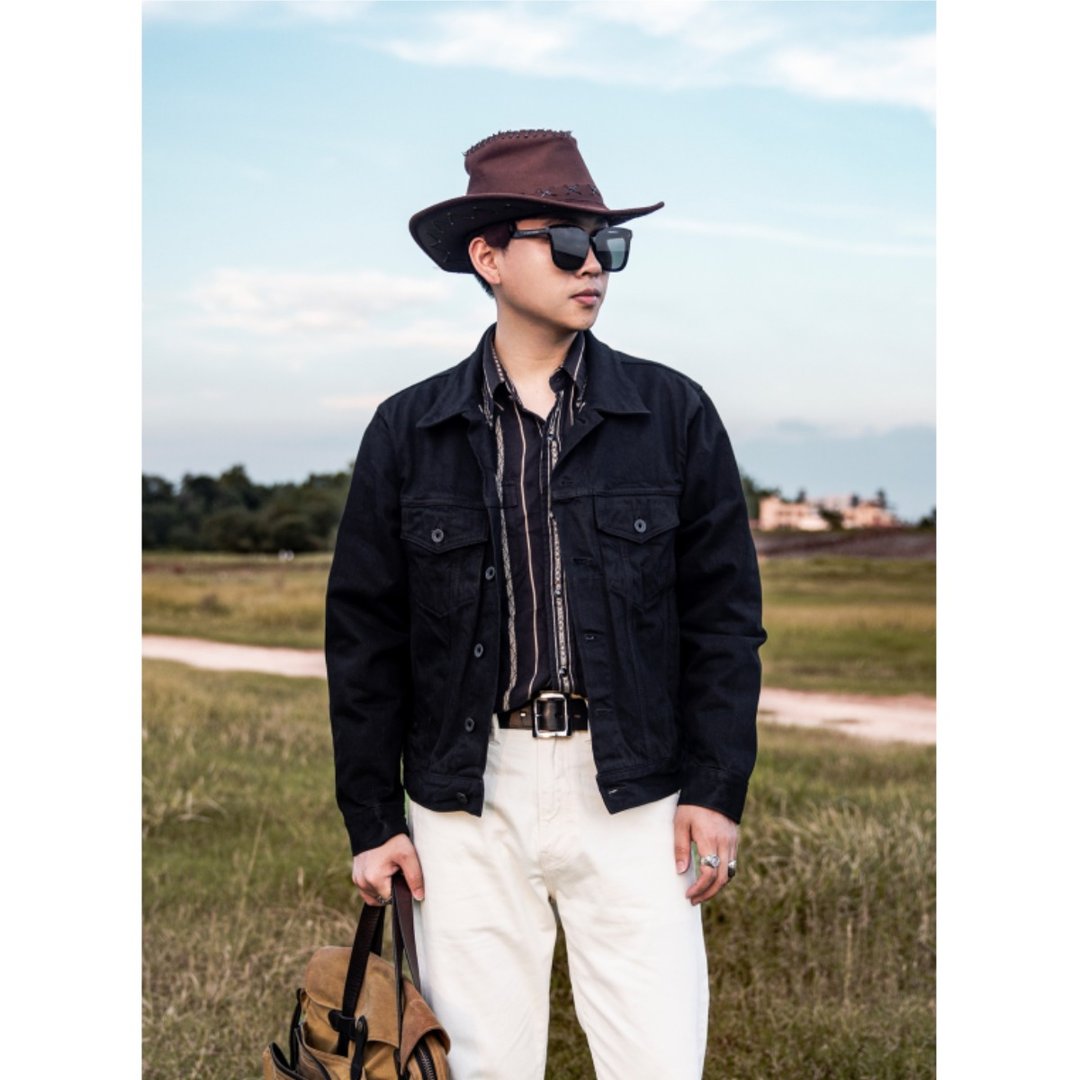黑色双染牛仔外套 TYPE3 14oz 已洗水 养牛必备 Denim Jacket - 男装外套 - 棉 黑色