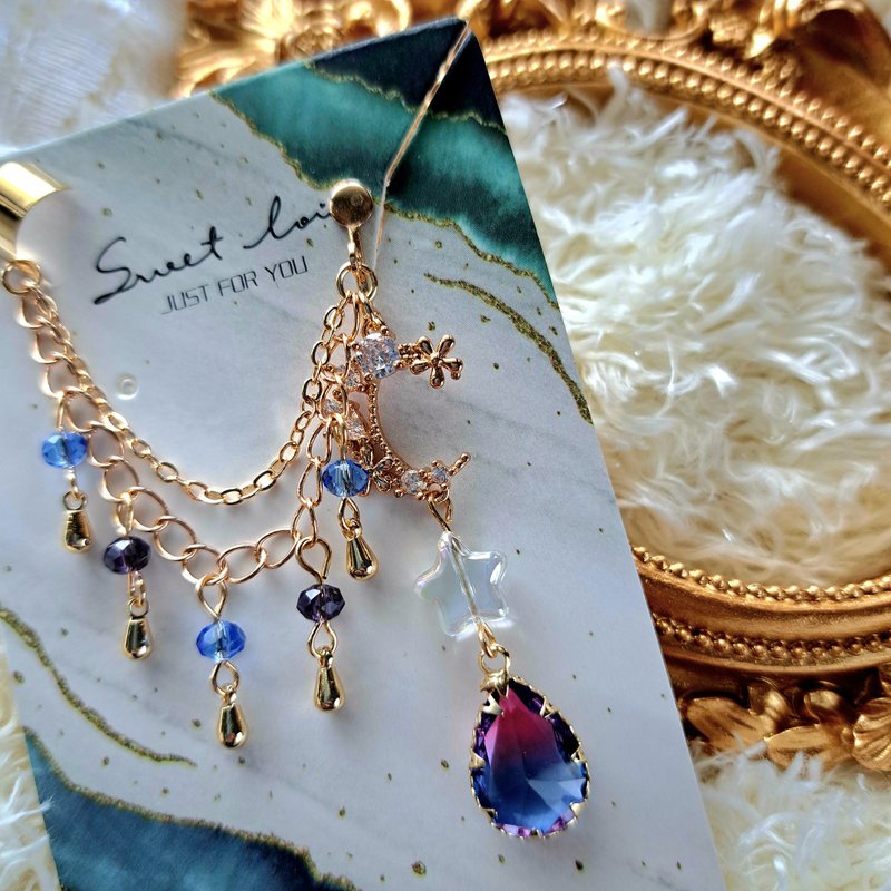 原创耳骨夹耳环-星河欲坠时_子夜 - 耳环/耳夹 - 其他材质 紫色