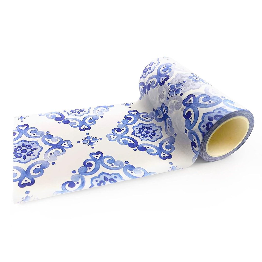 Serenity Fair Moroccan Ceramic Tile Washi Tape EXTRA WIDE - 纸胶带 - 纸 蓝色