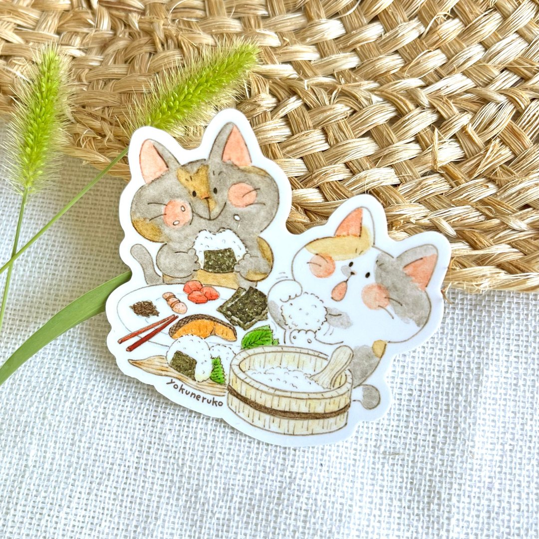 贴纸 - 猫与饭团 - 贴纸 - 防水材质 多色