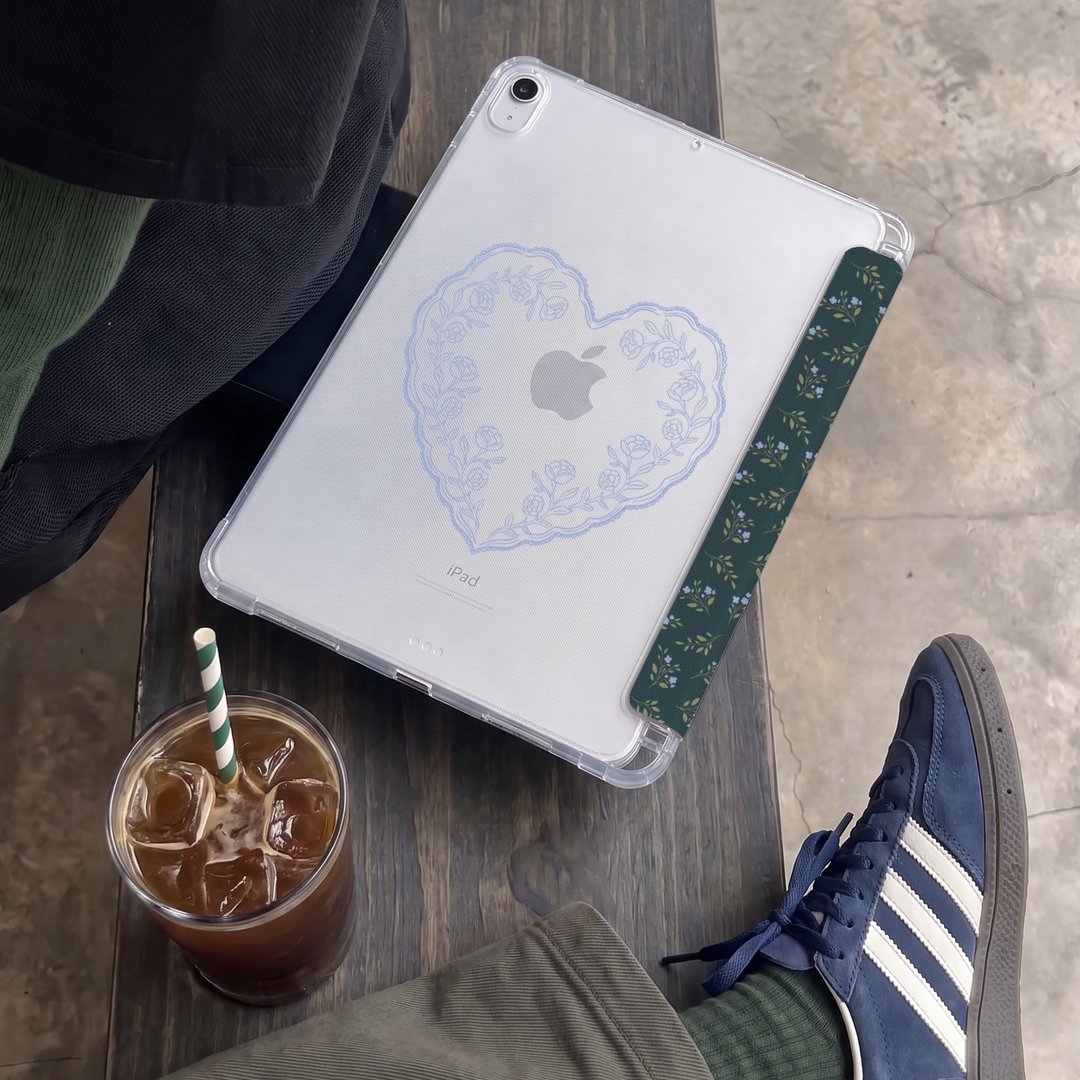 【Maison Fleurie #BotanicalGreen】透明磨砂书本式 iPad 保护套 - 其他 - 硅胶 
