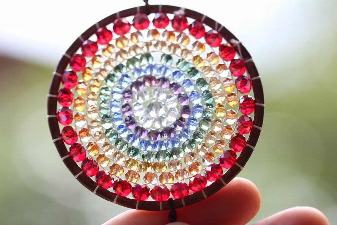 Rainbow color mandala suncatcher, for spiritual gift - 其他 - 玻璃 红色