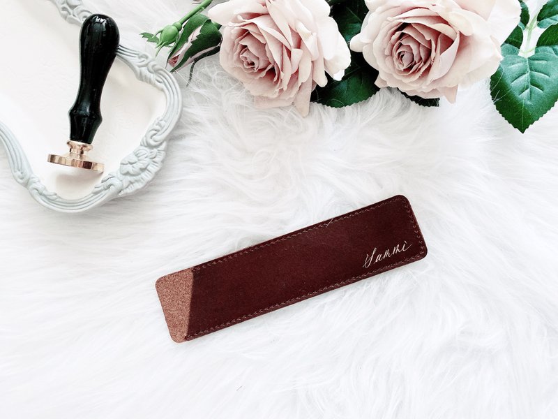 定制复古真皮笔套 男士礼物 英文书法 be one letter - 铅笔盒/笔袋 - 真皮 多色