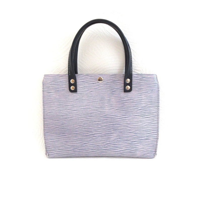 手工缝制・亦适合当包中包・牛皮扁平小托特包・浅紫色・0646 - 手提包/手提袋 - 真皮 紫色