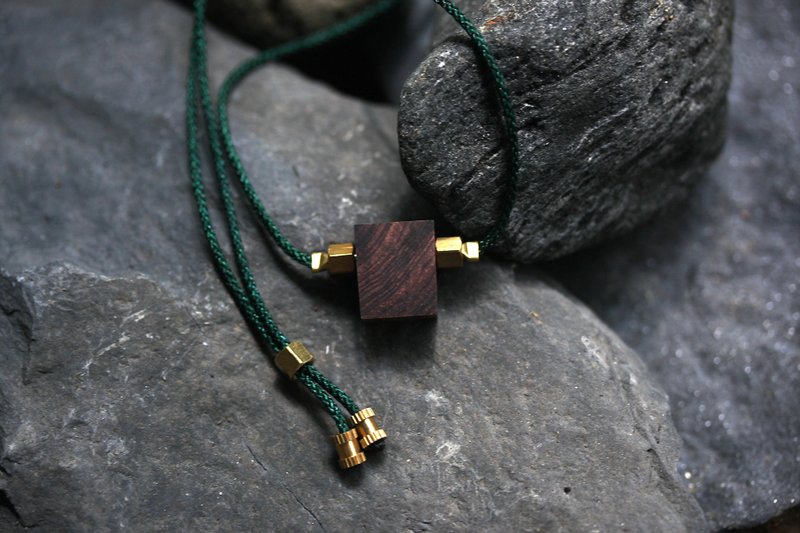 黄铜木项链 - 项链 - 木头 黑色