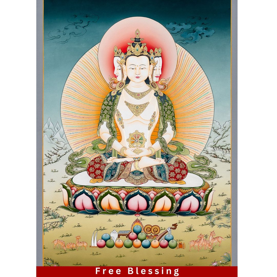 手工制作的毗卢遮那佛唐卡——启迪生活的神圣艺术 - 墙贴/壁贴 - 其他材质 