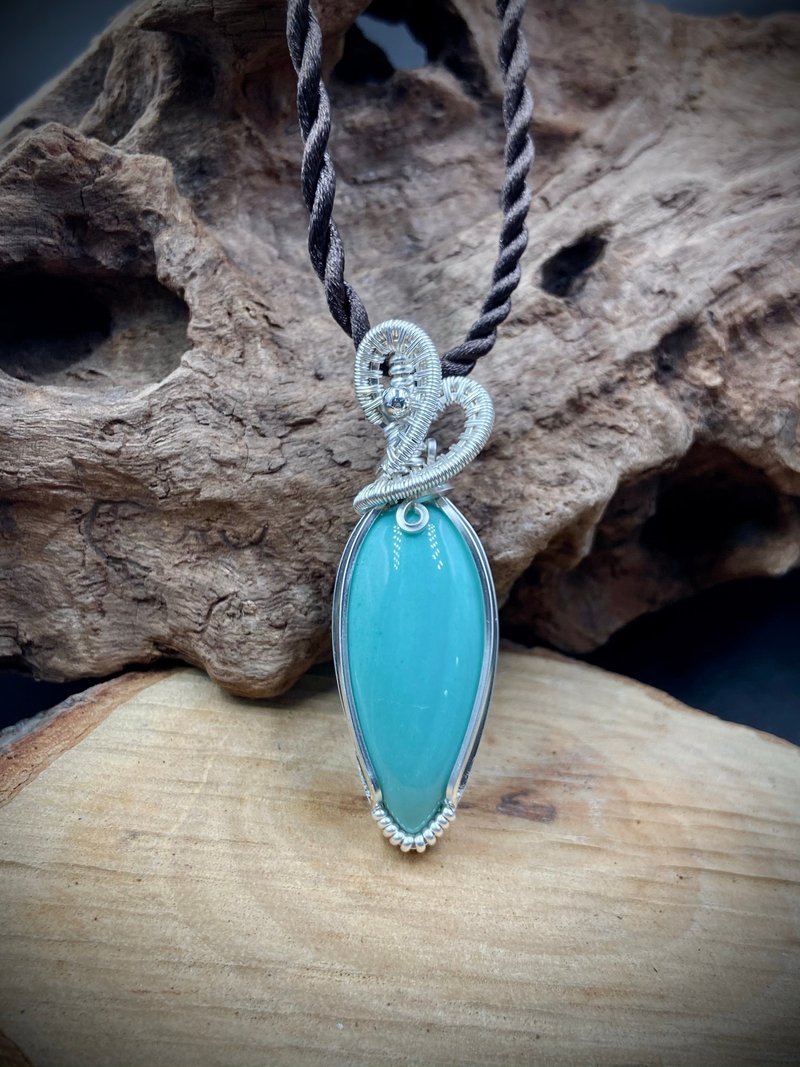 Lubar慢慢编织 印尼台湾蓝宝 金属编织 (Tiffany变色龙) - 项链 - 玉石 蓝色