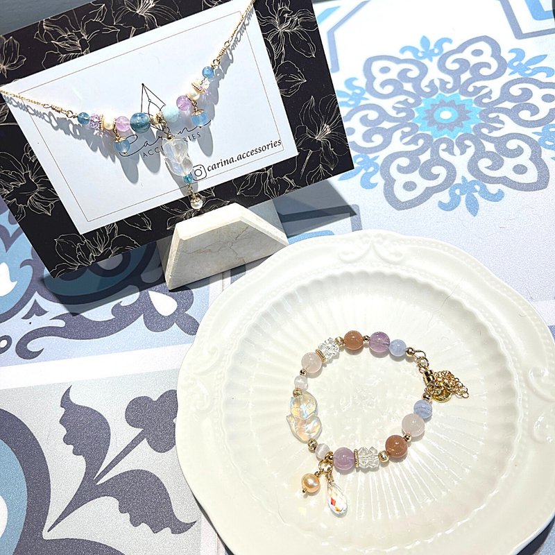 carina accessories 开运水晶能量饰品 手链 项链 可定制生命灵数 - 手链/手环 - 水晶 蓝色