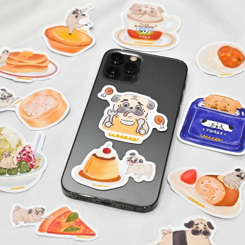 【6cm 贴纸】2025 月历贴纸 x 手绘巴哥 x 食物主题 - 贴纸 - 纸 