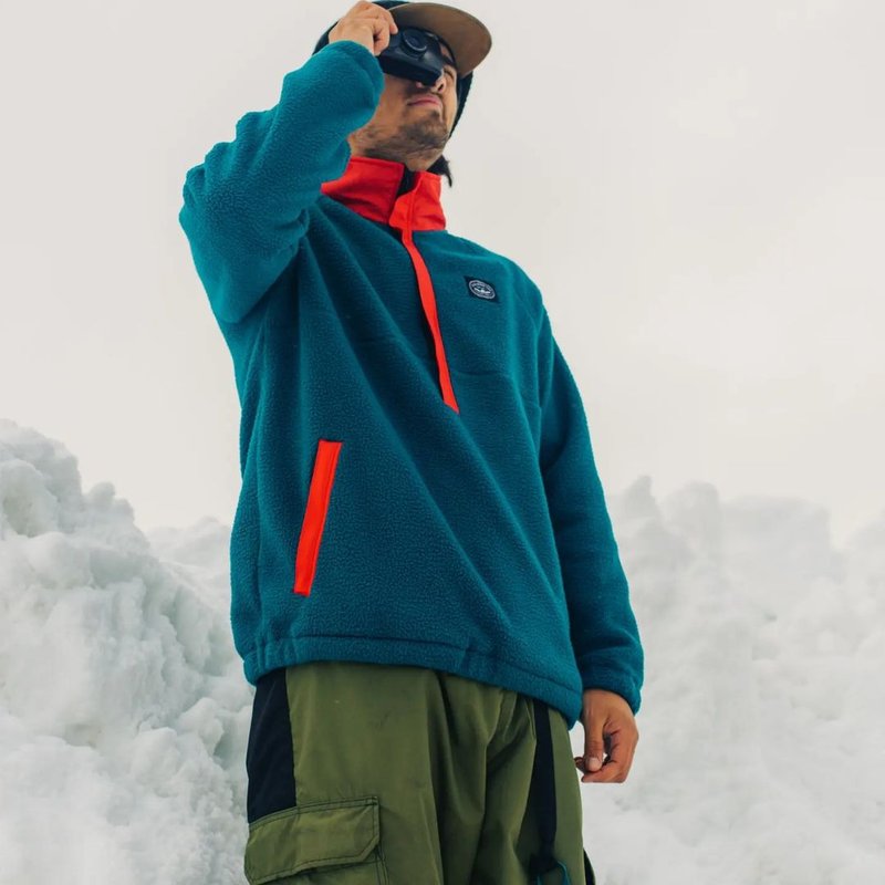 POLER CAMP SHERPA ANORAK 刷毛套头上衣 休闲小立领上衣 蓝绿 - 男装针织衫/毛衣 - 其他材质 蓝色