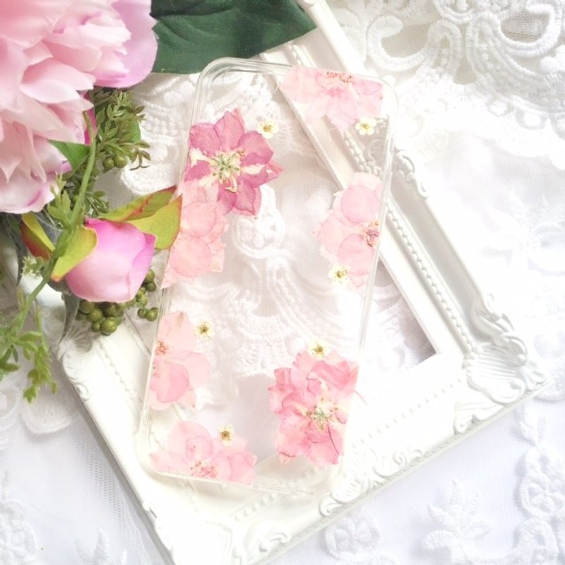愔嫕 手作押花手机壳 手机保护壳 手机套 干花手机壳 真花手机壳 iPhone 7 iPhone 6 - 手机壳/手机套 - 塑料 粉红色