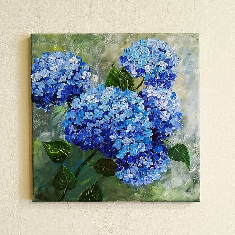 绣球花画 花束 原创画 蓝色花朵 艺术墙面装饰 - 墙贴/壁贴 - 压克力 蓝色