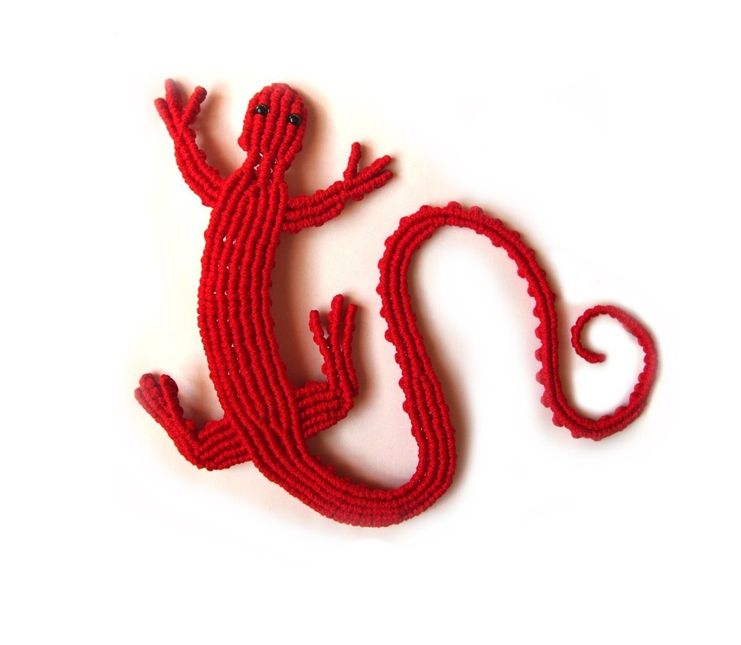 Macrame 教学 长尾巴蜥蜴，PDF 教程，一步一步 Macrame - 手工艺教程/工具书 - 其他材质 