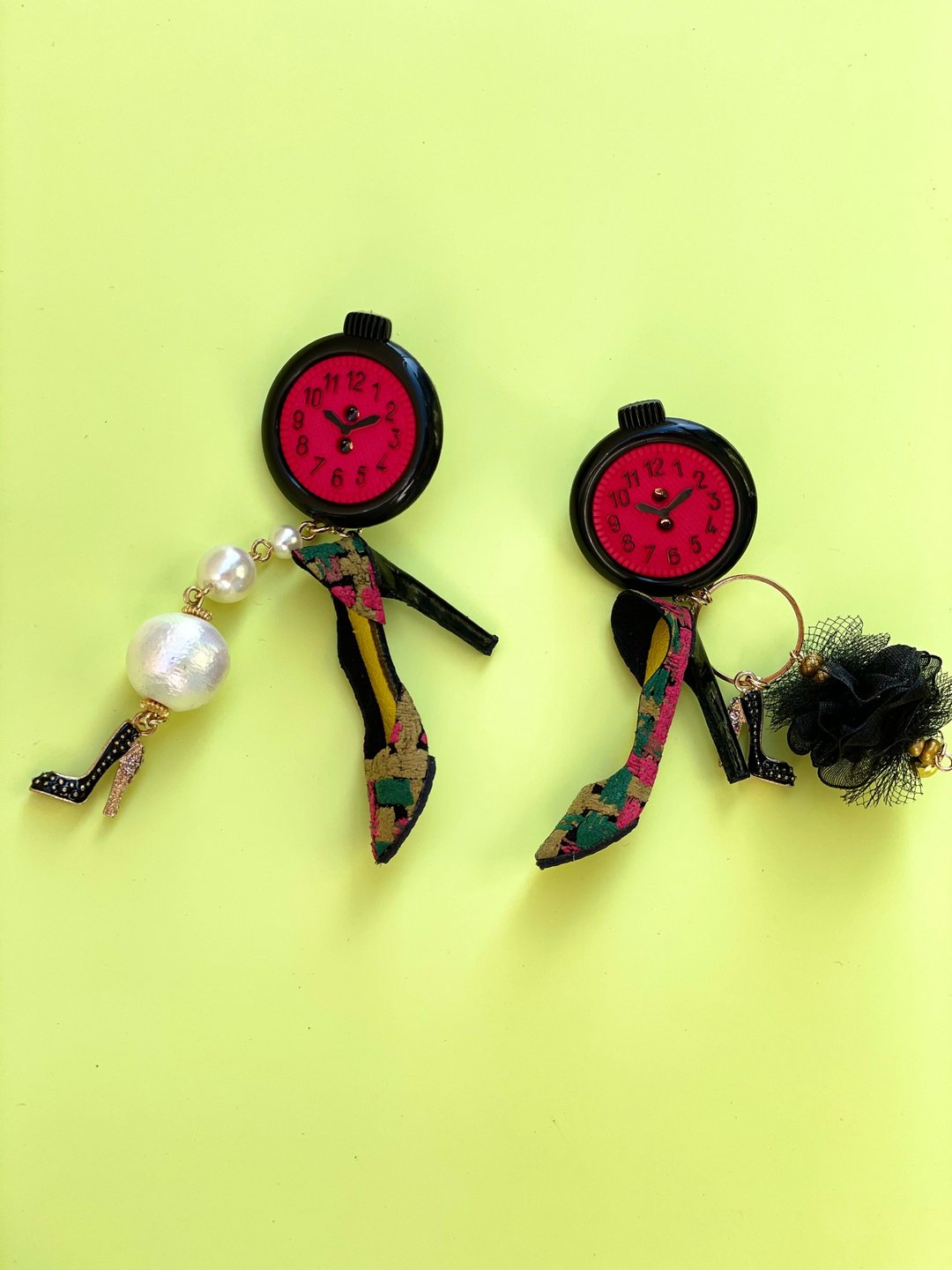 highheels　earring - 耳环/耳夹 - 真皮 多色