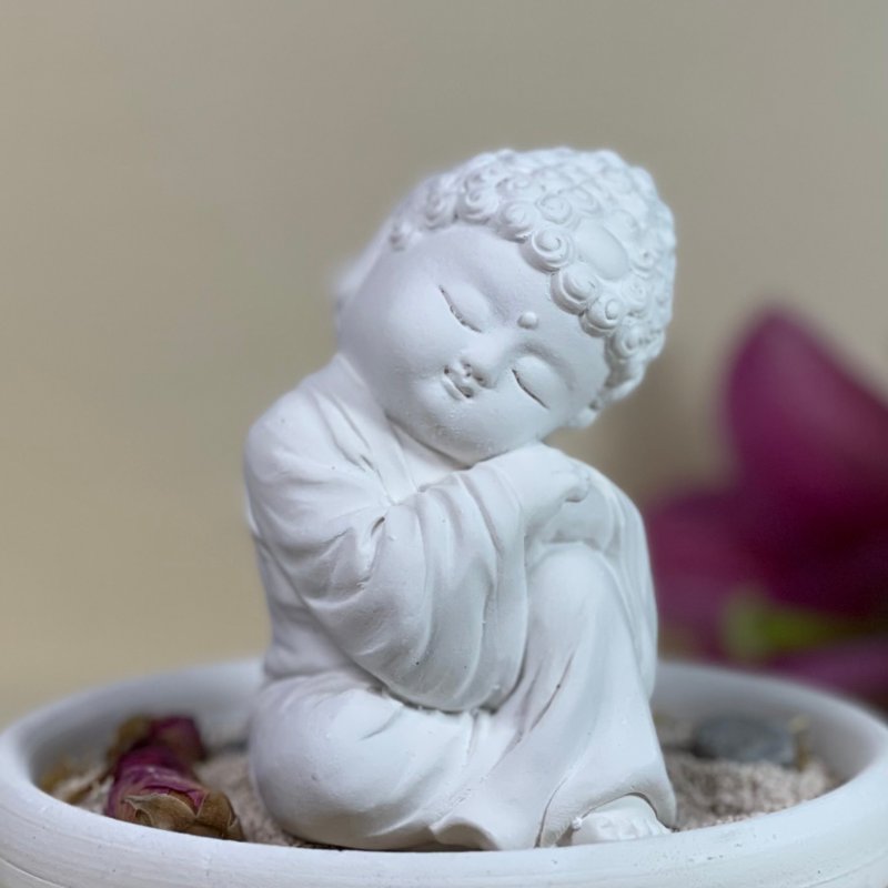 台湾原创公仔之大觉中盘套组 居家香氛 扩香石 圭藻土 茶树 薰香 - 香薰/精油/线香 - 其他材质 白色