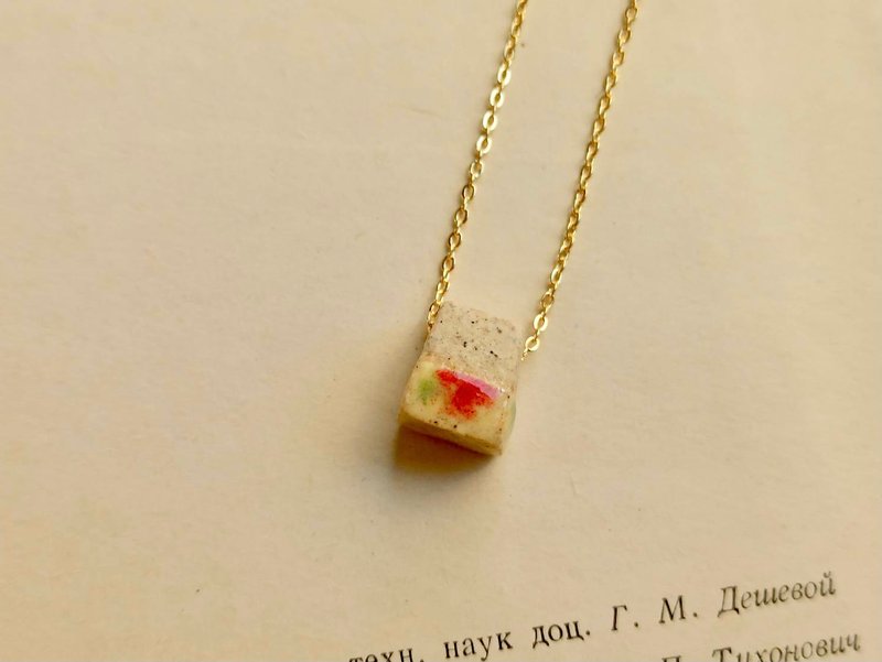 彩色点点方块扩香陶链 - 耳环/耳夹 - 陶 多色